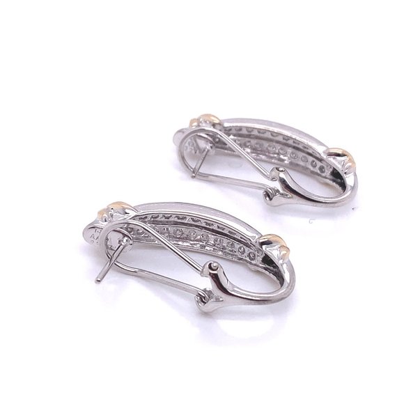 14K Two Tone Diamond Mega Clasp Earrings - Picture 3 of 3